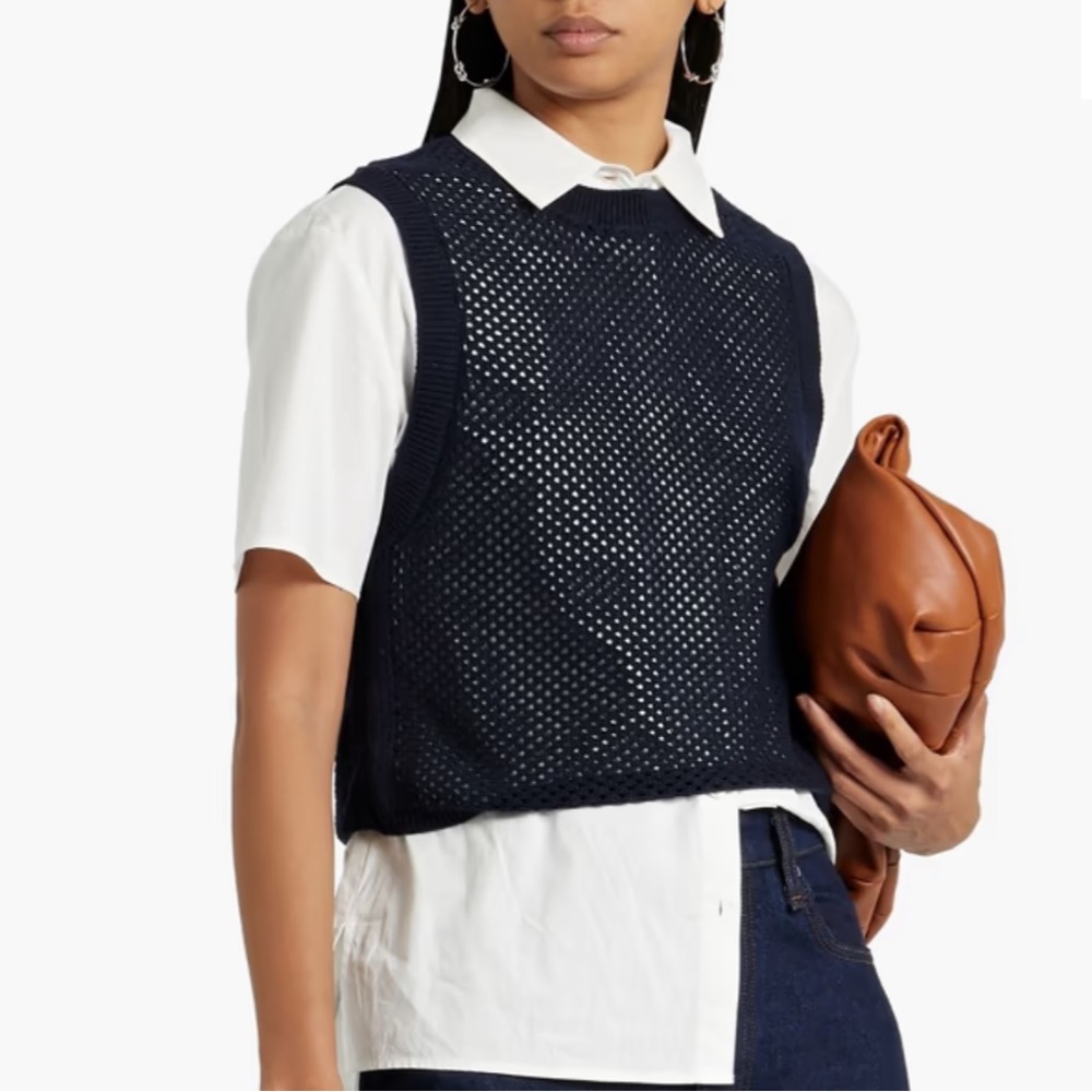 NWT! RAG & BONE Carson pointelle-knit cotton and cashmere-blend vest